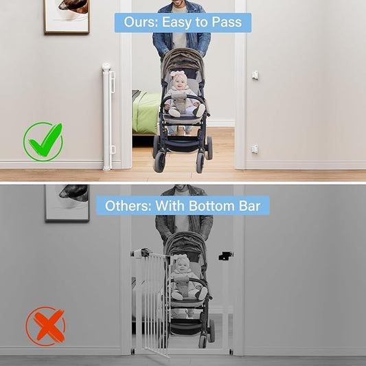 PRObebi Retractable Baby & Dog Gate - Extends to 54" Wide, 34" Tall - Stair, Doorway & Hallway Use