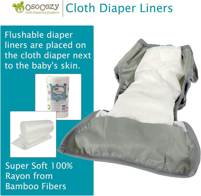 OsoCozy Flushable Diaper Liners 3 Pack - Makes Cloth Diapering Laundering Easier - Super Soft and Gentle on Baby’s Skin -100 Sheets per roll -3 Rolls.
