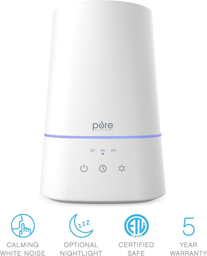 Pure Enrichment HUME Max - Easy Top-Fill Ultrasonic Cool Mist Humidifier, 3.7-L (1 Gallon) Water Tank, 3 Mist Settings, & Auto Shut-Off Timer - Ideal for Large Bedrooms, Nurseries & Dry Areas (White)