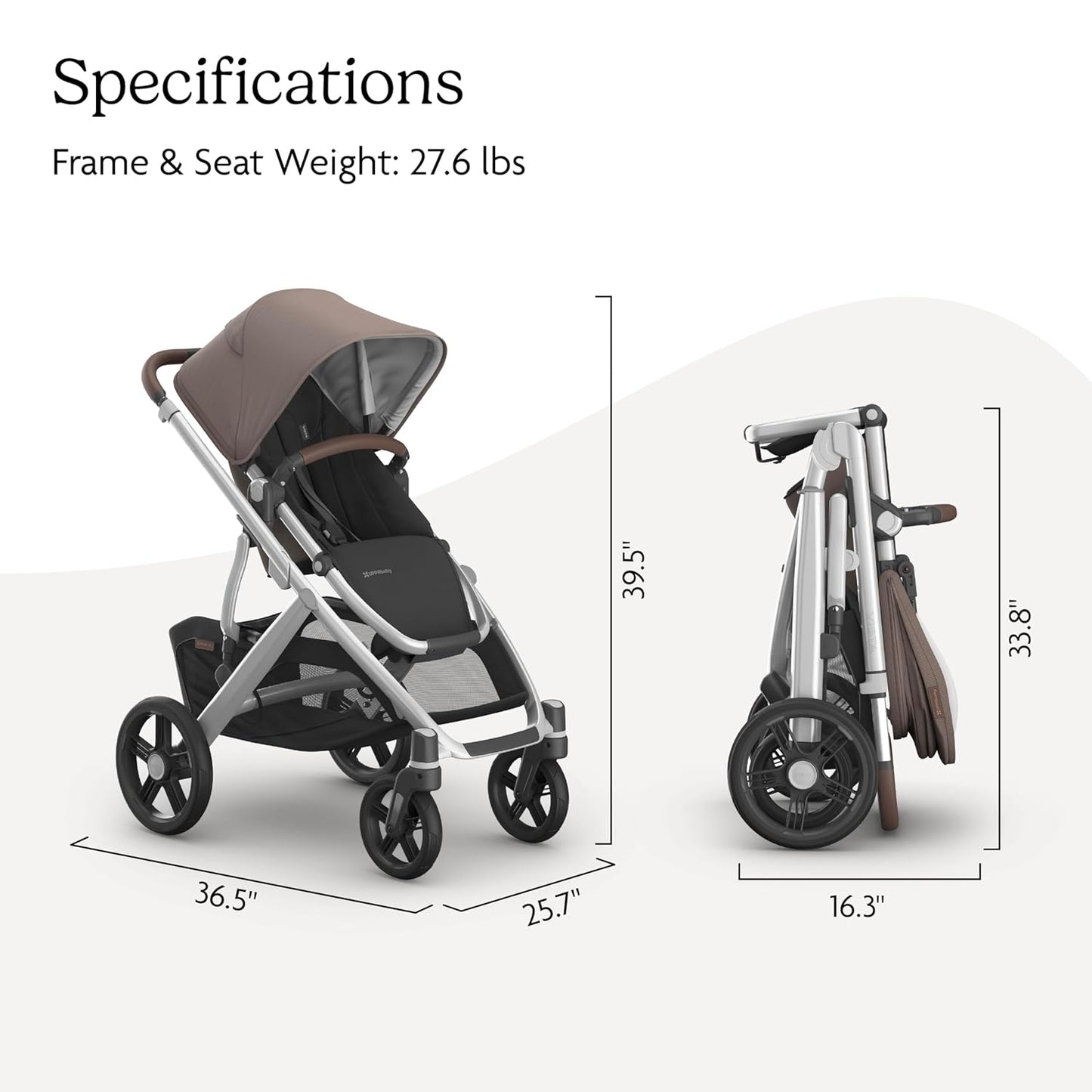 UPPAbaby Vista V3 Convertible Single-to-Double Stroller for Baby & Toddler, 30+ Configurations, Car Seat Compatible, All-Wheel Suspension, XL Basket – Owen (Mocha Mélange/Carbon Frame)