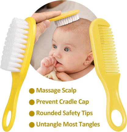 Baby Grooming Kit, Infant Safety Care Set with Hair Brush Comb Nail Clipper Nasal Aspirator,Baby Essentials Kit for Newborn Girls Boys (Grey White)