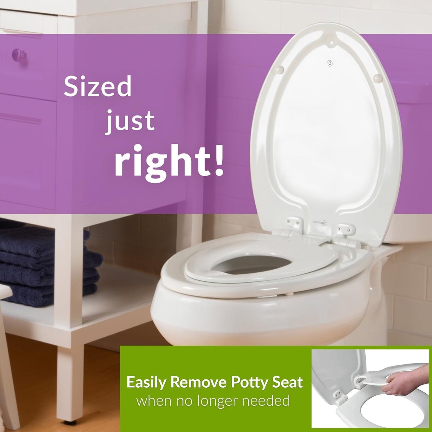 Mayfair NextStep Slow-Close Toilet Seat with Built-In Toddler Potty Training Seat, Removable, White, Round