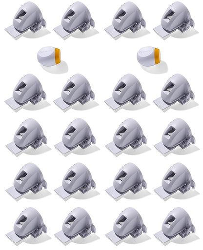 Safety 1st Adhesive Magnetic Cabinet Locks, Includes 20 Child Locks for Cabinets & Drawers, 2 Keys, White