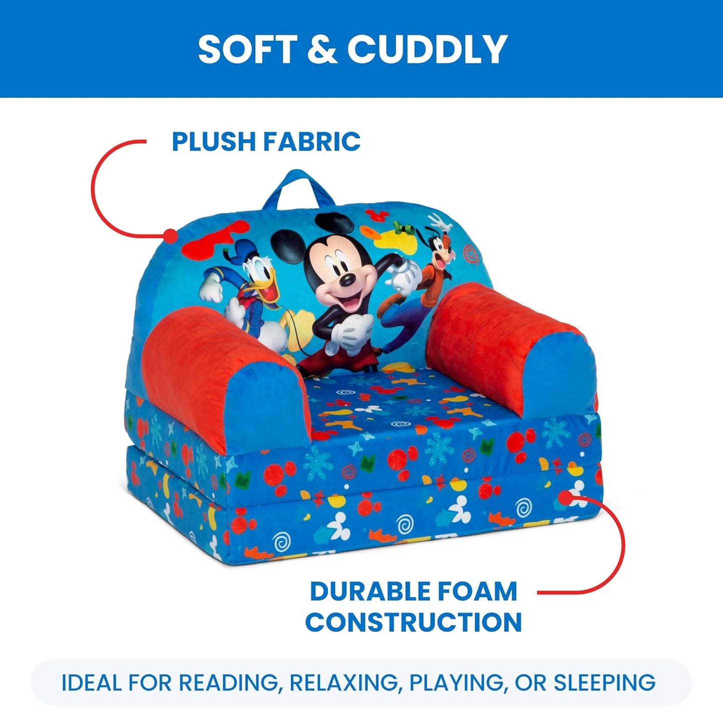 Delta Children - Cars Cozee Buddy Flip-Out Kids Chair, Blue