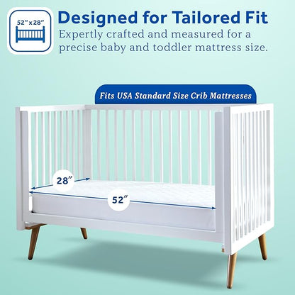 Sealy Baby Cool Comfort Cooling Breathable Waterproof Crib Mattress Protector Pad, Toddler Bed Cover, Infant and Newborn Durable Comfortable Topper, Machine Washable and Dryer Friendly, 52x28”- White