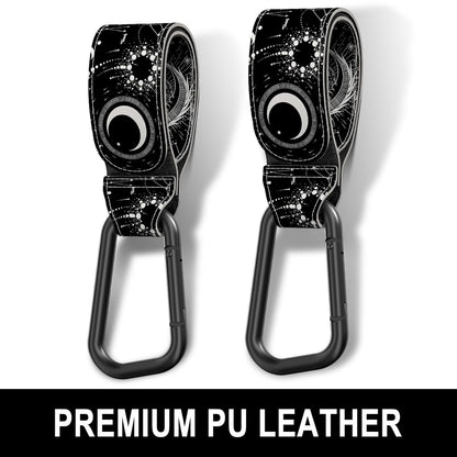 Baby Stroller Hooks for Hanging Bags, Universal Stroller Clips Accessories, Mommy Hook for Diaper Bag, Shopping Cart, Purse, Backpack - 2 Pack, Abstract Leaf