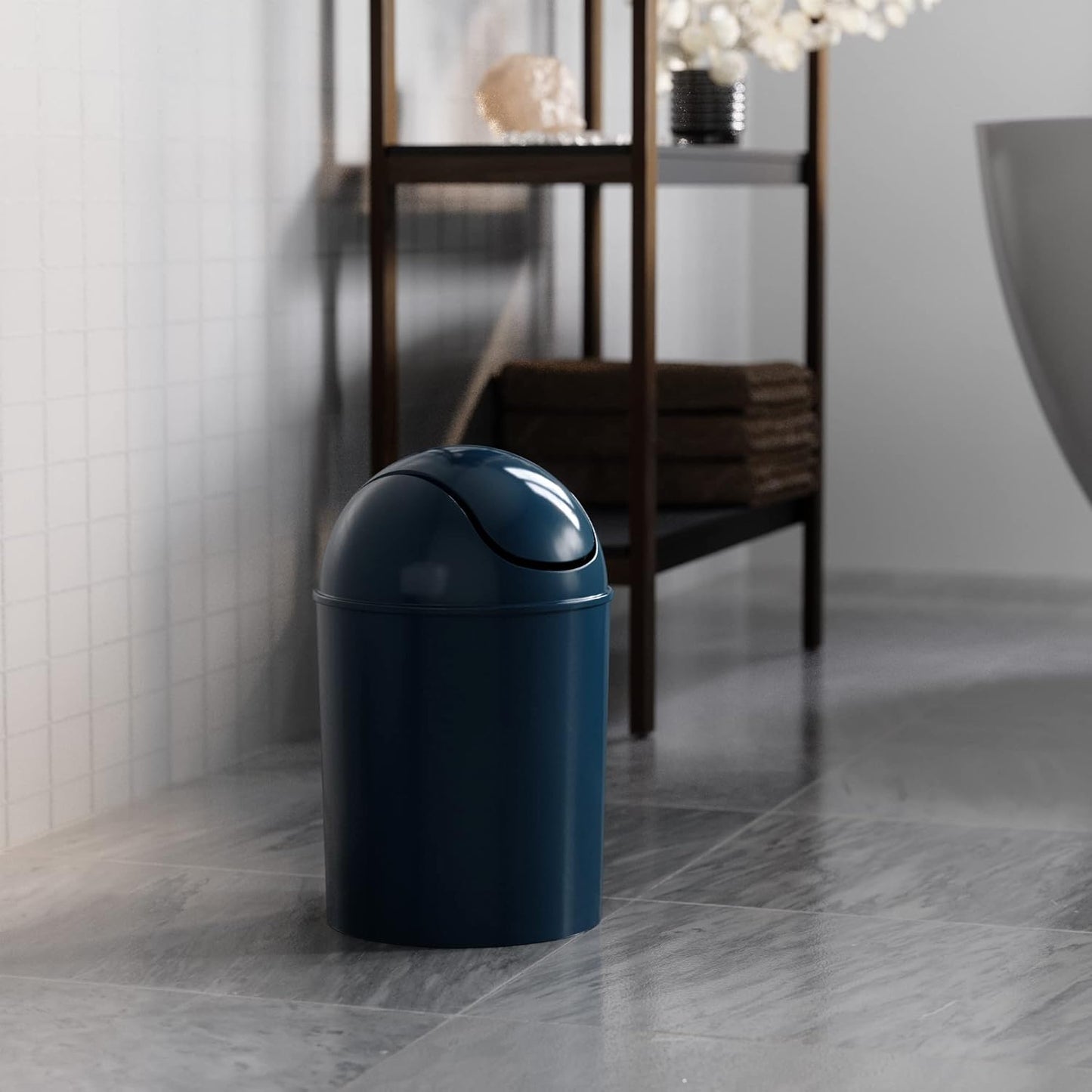 Umbra 1.25 Gallon Mini Waste Can with Removable Swing-Top Lid - Small Garbage Bin for Kitchen, Bathroom, Bedroom, Office - Compact Trash Can Fit Under Tables & Counters - Yellow