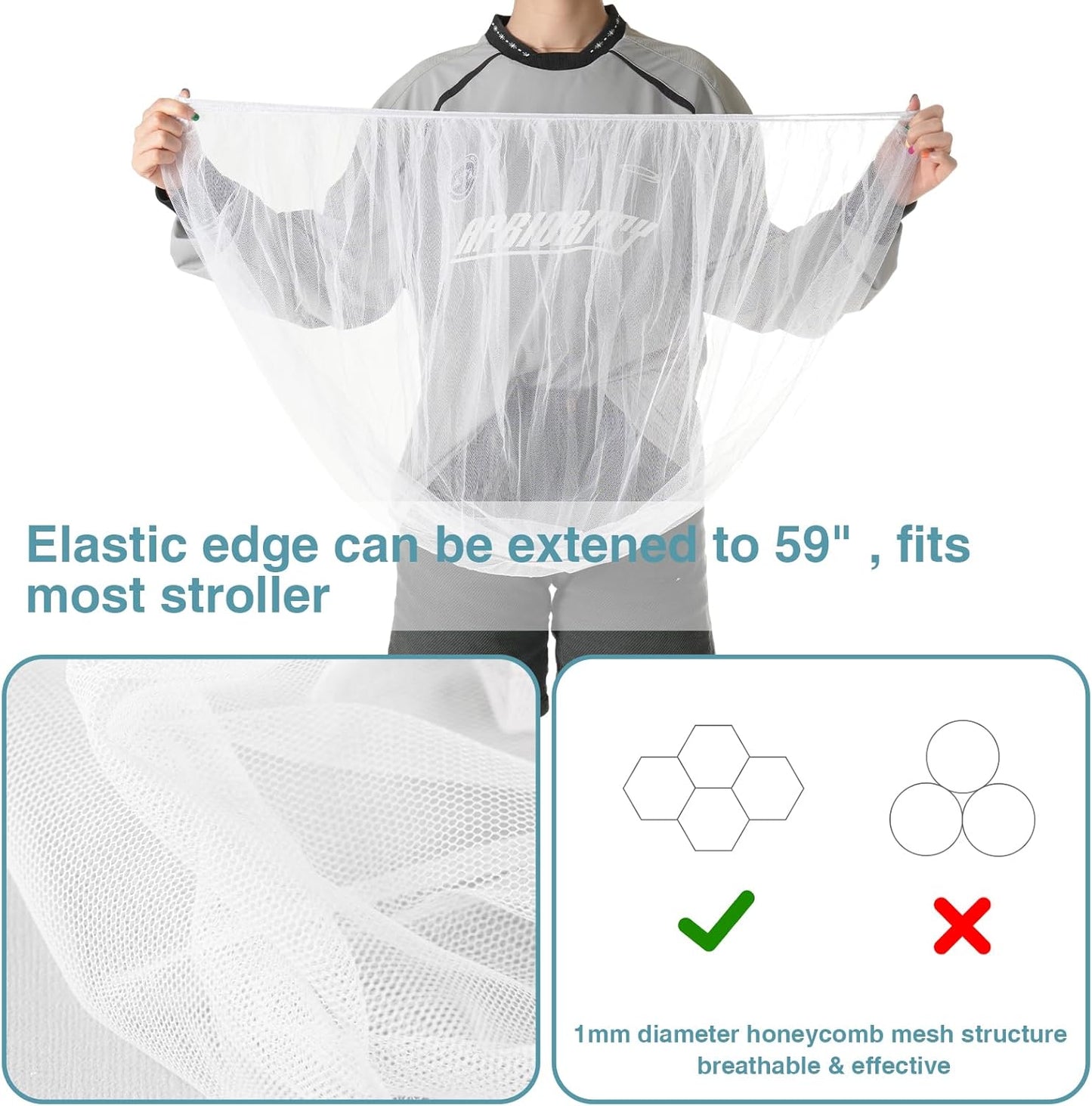 Baby Mosquito Net for Stroller, Perfect Bug Net for Strollers, Bassinets, Cradles, Playards, Pack N Plays and Portable Mini Crib, Baby Insect Netting Cover, Black