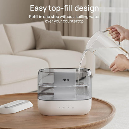 Dreo Humidifiers for Bedroom, 4L Top Fill for Large Room, 36H Runtime, 28 dB Quiet Supersized Cool Mist Air Humidifier for Baby Nursery, Plants, Indoor, Night Light, Easy to Clean & Fill, White
