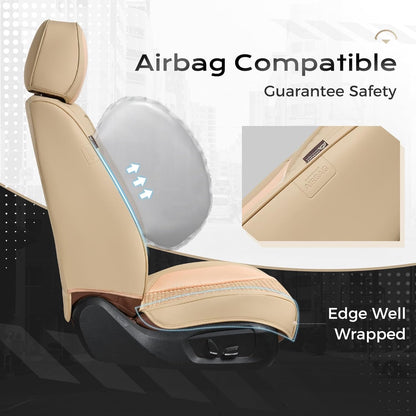 Coverado Leather Seat Covers for Car, Waterproof Car Seat Covers Full Set, 2 in 1 Conversions Car Seat Cover Protector Car Accessories Universal Fit for Most Cars SUVs and Trucks Beige