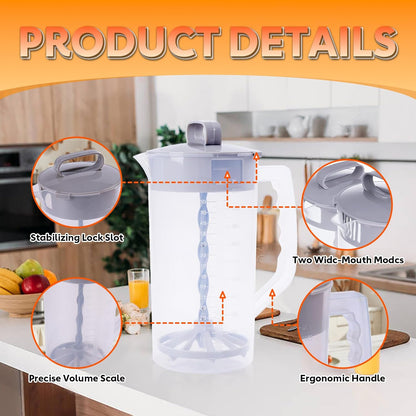 2QT/64oz Vortex Mixing Pitcher with Detachable Plunger & Leak-Proof Lid – BPA-Free, Dishwasher-Safe Pitcher for Juice, Shakes, Formula & More (1 Pack)