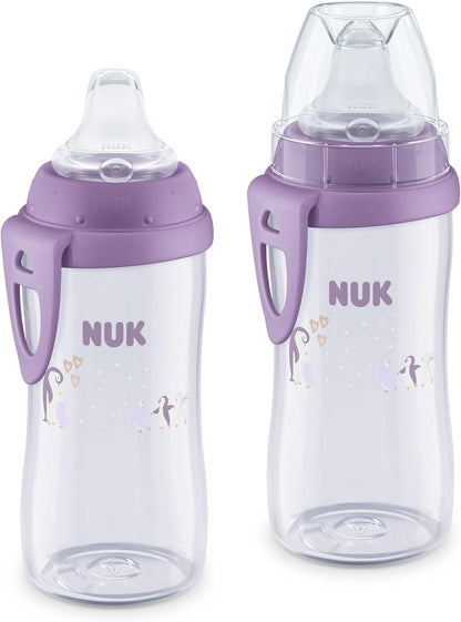 NUK Active Spill Proof Sippy Cup, 10 oz, 2 Pack, 8+ Months, Pink – BPA Free, Spill Proof Sippy Cup