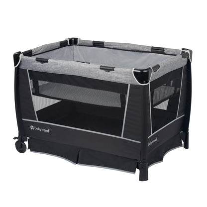 Baby Trend Retreat Nursery Center with Two Removable Rock A Bye Bassinets, Changing Table, Organizer, and Music Center with Nightlight, Quarry