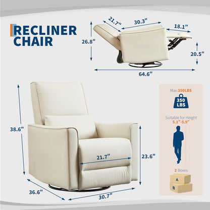 IDEALHOUSE Swivel Rocking Nursery Recliner Chair Rocker Recliner Glider Deep Seat PU Leather Sofa Chair with high Backrest for Nursery, Living Room, Bedroom & Home Movie Theater (Chocolate)