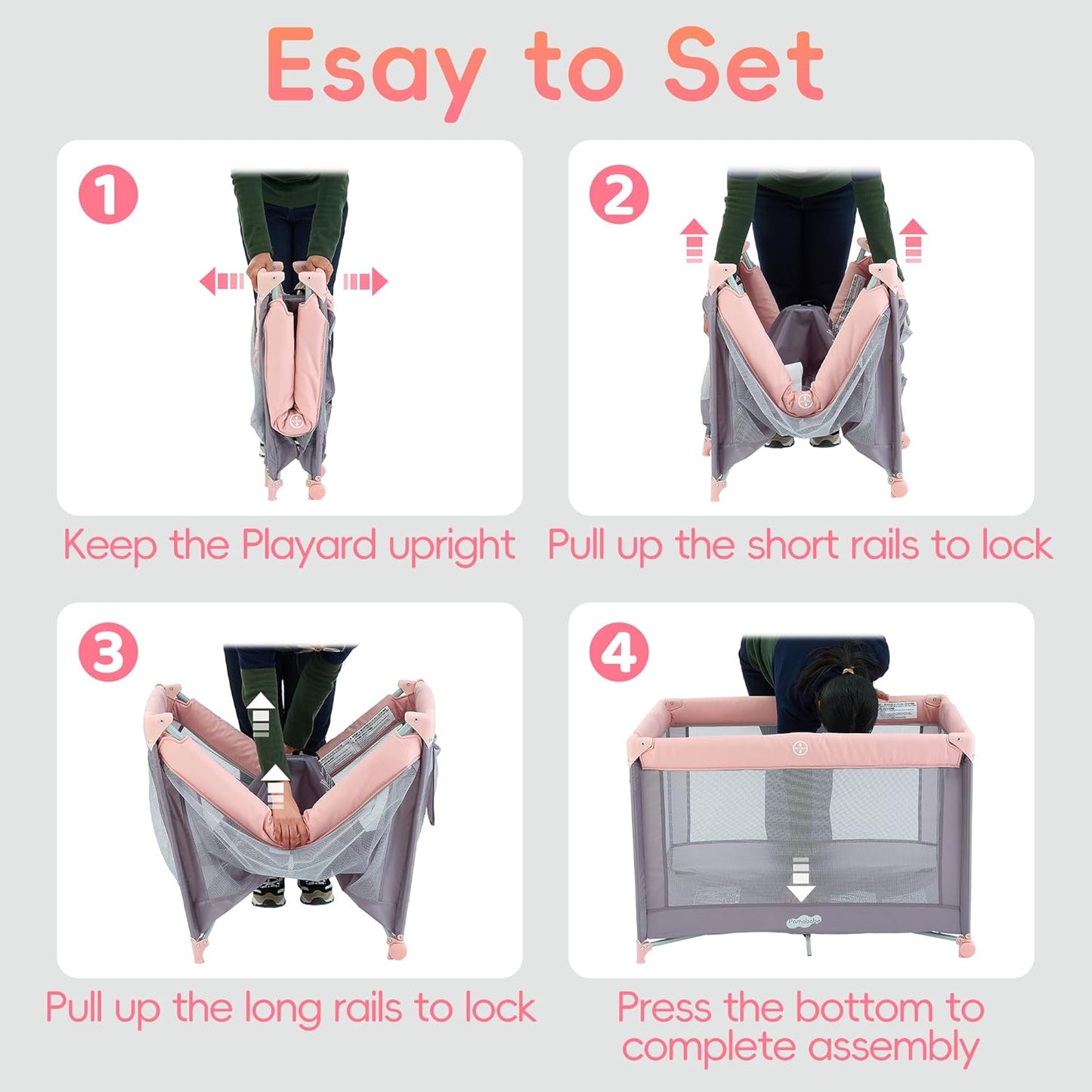 Pamo Babe Pack and Play with Bassinet, Portable Playard for Baby