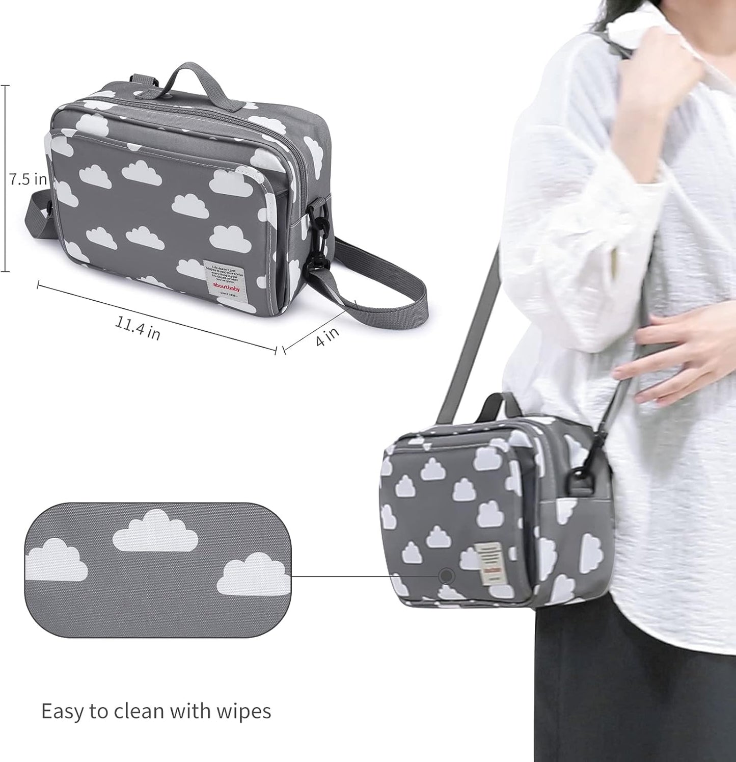 GOGOSO Baby Stroller Organizer Bag with Insulated Pocket, Universal Fit Most Strollers, Space for Diapers, Wipes & Toys, Flowers