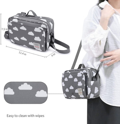 GOGOSO Baby Stroller Organizer Bag with Insulated Pocket, Universal Fit Most Strollers, Space for Diapers, Wipes & Toys, Flowers