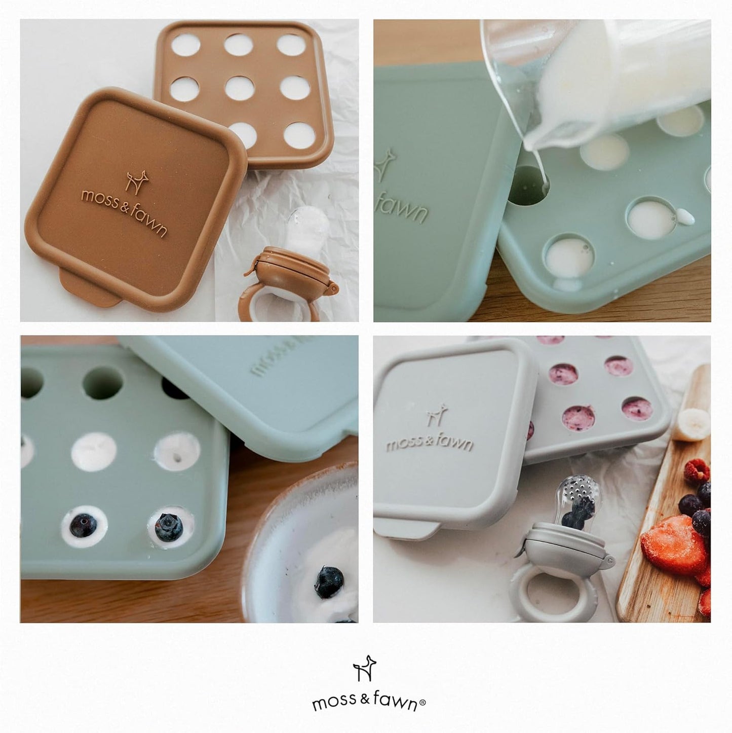 Moss and Fawn Ice Cube Tray - Forage Feeder Freezer & Teething Popsicle Mold for Breast Milk, Formula, Bone Broth, Purees, & Baby Food - BPA, Lead, & PVC-Free - Fern