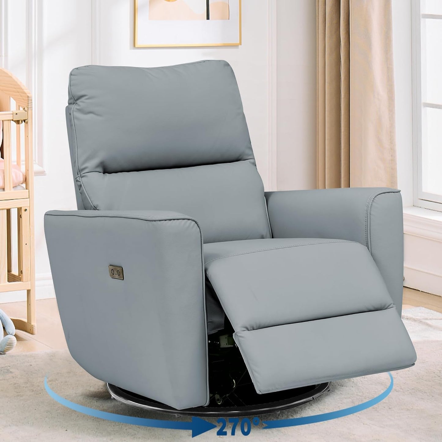 IDEALHOUSE Swivel Rocking Nursery Recliner Chair Rocker Recliner Glider Deep Seat PU Leather Sofa Chair with high Backrest for Nursery, Living Room, Bedroom & Home Movie Theater (Chocolate)