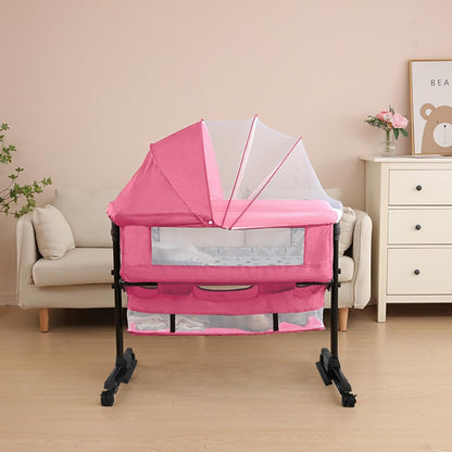 YADAQE Baby Bassinet, Baby Basinet Bedside Sleeper, Easy to Fold Portable Crib Side Bassinet 2025new Style Girl/boy bassinets(Light Grey)