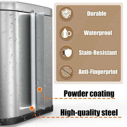 Dog Poop Trash Can Outside with Odor Control Lid & Step Pedal, 3.2Gal Stainless Steel Outdoor Trash Can, Waterproof Dog Waste Container Station - Includes Carbon Filters & Paw Stickers
