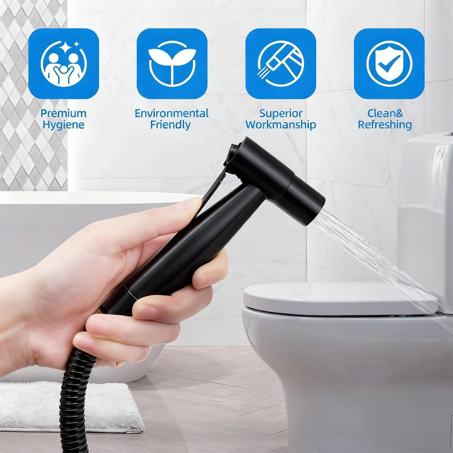 Handheld Toilet Bidet Sprayer for Toilet-Adjustable Water Pressure Control with Bidet Hose for Feminine Wash, Stainless Steel Brushed Nickel Bidet Faucet Cloth Diaper for Baby Wash, Gold