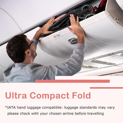 INFANS Ultra-Compact Fold Airplane Ready Travel Stroller, One-Hand Gravity Fold Near Flat Recline Seat, Foldable Toddler Stroller for Infant 6-36 Month