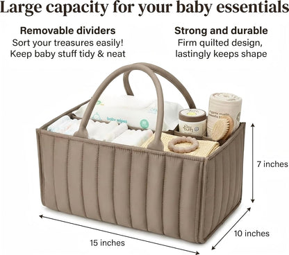 Baby Diaper Caddy Organizer-Large Nursery Storage Basket for Changing Table and Car - Portable Newborn Essentials & Wipes Bin - Gift for Baby Shower and Registry Must-Have (Forest Green)