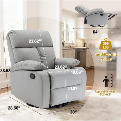 Rocking Chair Nursery Swivel Rocker Recliner Chair, High Back Adult Manual Recliner for Small Spaces, Glider Rocking Reclining Sofa for Living Room Bedroom, Beige