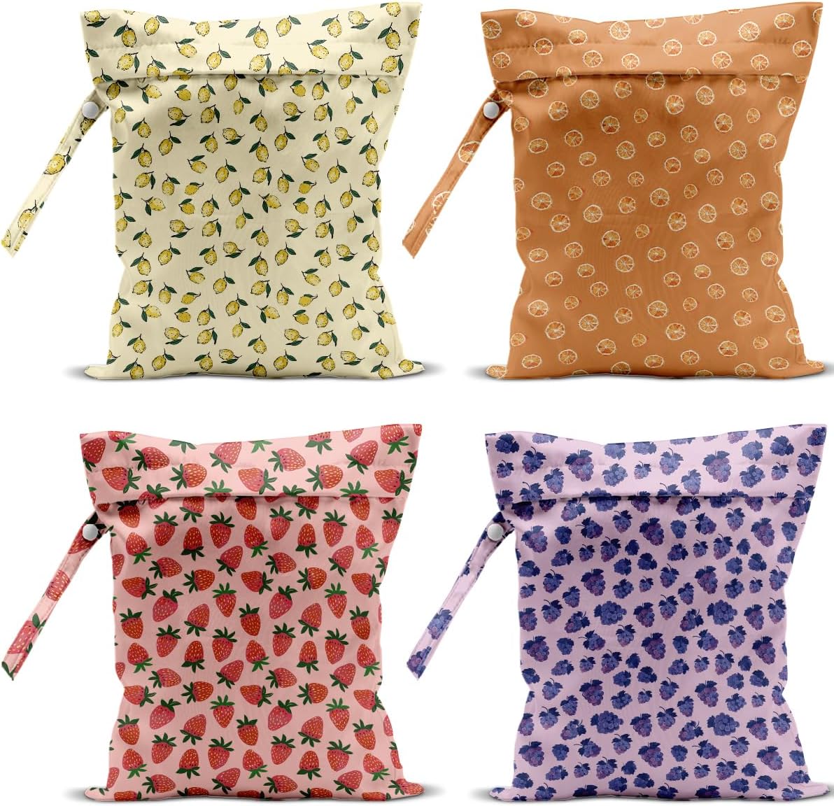 4 Pack Cute Fruit Wet Bag Waterproof Washable Reusable Wet Dry Bag for Swimsuit Dirty Clothes Cloth Diaper Travel Beach Pool Yoga Gym Toiletries Travel Beach Essentials Watermelon Avocado Banana