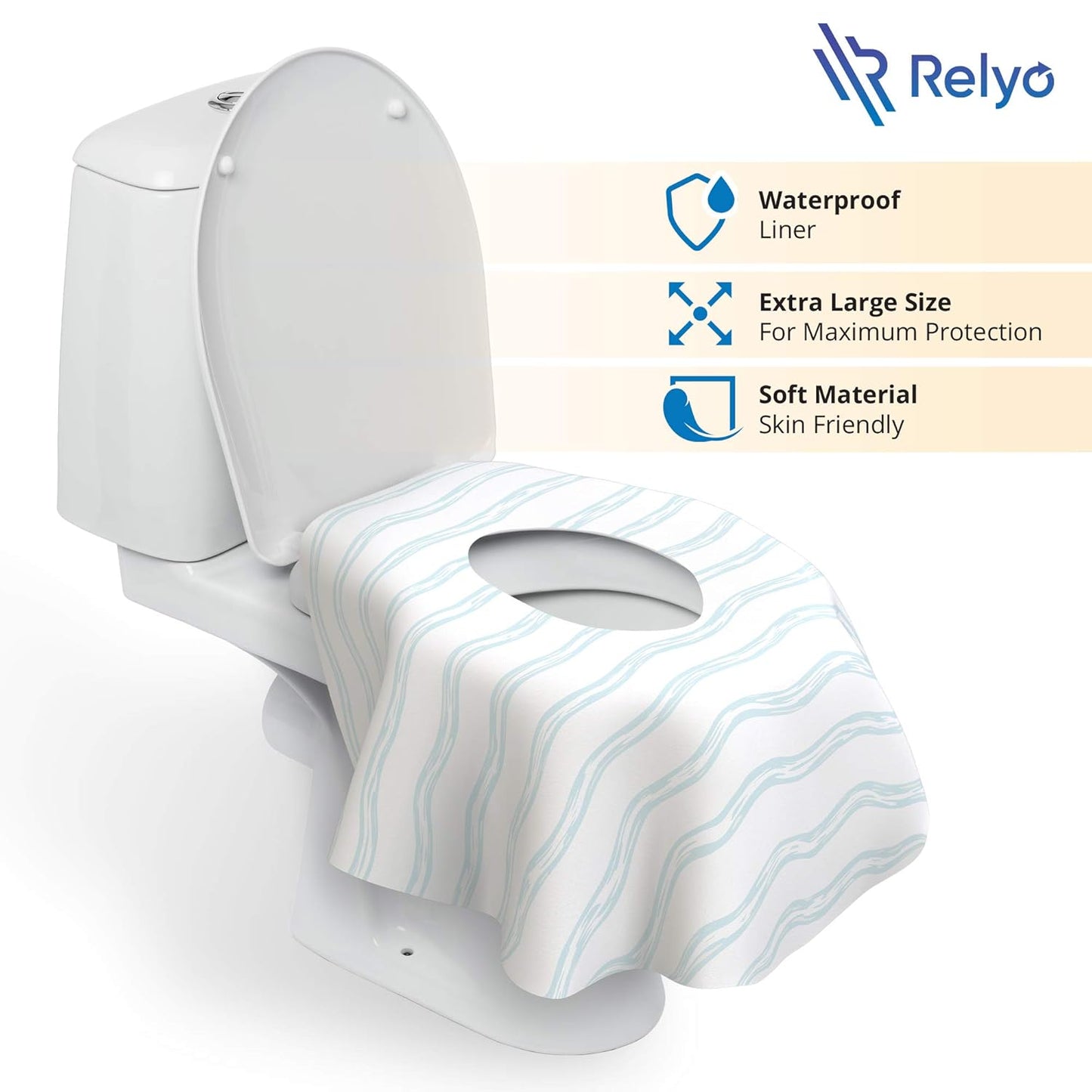 Relyo Disposable Toilet Seat Cover for Travel – 20 Pack with Covers Wrapped in Sets of 2, Non-Flushable Liners, Fits Most Seats – Kids, Toddlers, Adults (Dinosaurs, 20)