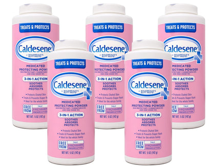 Caldesene Medicated Protecting Body Powder with Zinc Oxide and Cornstarch, Talc-Free Baby Powder Soothes & Protects, 5 Oz.