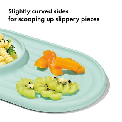 OXO Tot Textured Suction Plate & Spoons Set, Baby Led Weaning Supplies