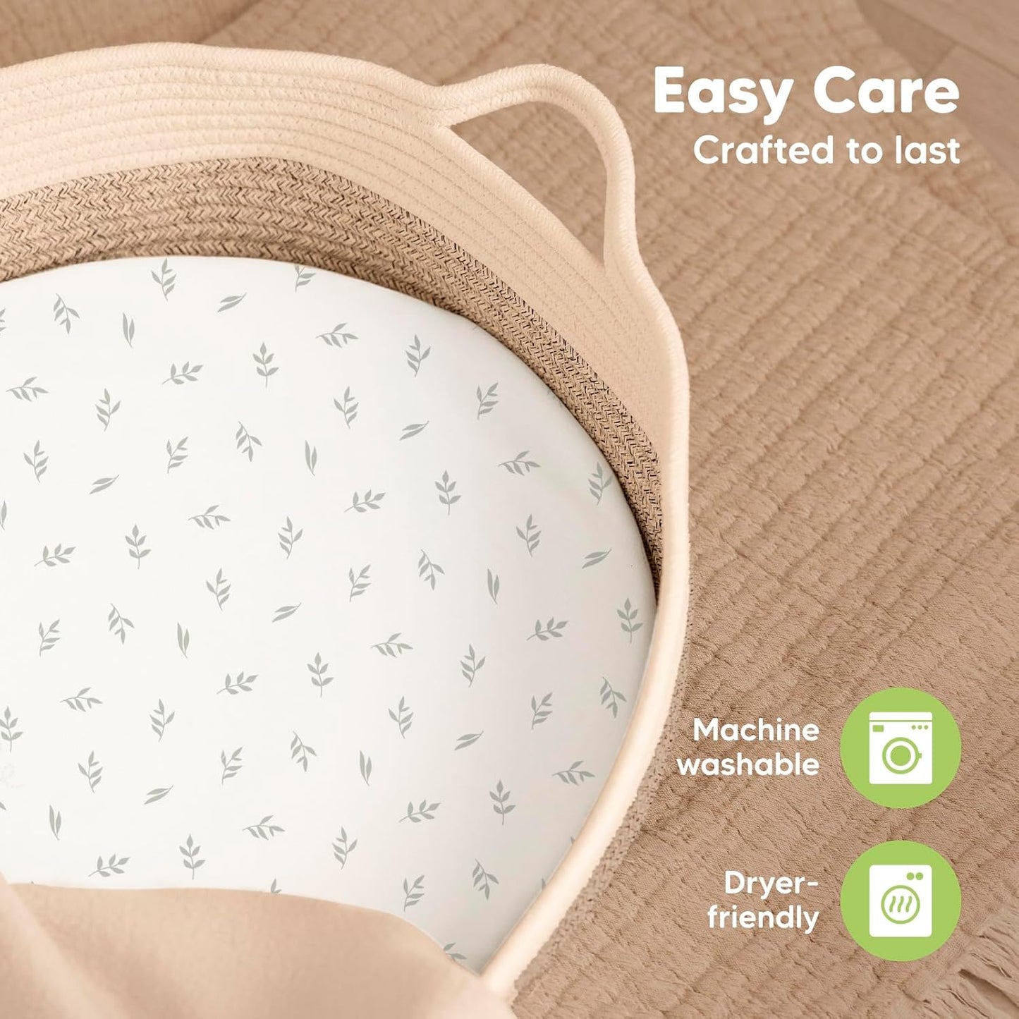 2-Pack Baby Bassinet Sheets Girl, Boy - 33x17 Viscose Derived from Bamboo Bedside Mattress Fitted Bassinet Sheets, Compatible with Halo Bassinest Swivel Sleeper, Baby Delight, Graco (Pecan)