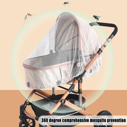 Mosquito Net for Stroller,Baby Pram Net Portable Star Print Stroller Netting Cover Perfect Bug Net for Strollers,Bassinets,Mini Crib,Cradles and Playards (White Star), yecwz002