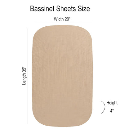 Onacosht Muslin Bassinet Sheets 3 Pack, 100% Cotton Baby Fitted Sheet 33" x 19" Compatible with Mika Micky, KoolaBaby (3 in 1), BabyBond, HARPPA and RICUTON Bedside Bassinet, Green, Floral and Cactus
