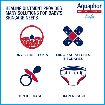 Aquaphor Baby Healing Ointment (14 Oz) + 3-in-1 Diaper Rash Cream (3.5 Oz), Hypoallergenic and Fragrance Free Skin Care Set for Babies