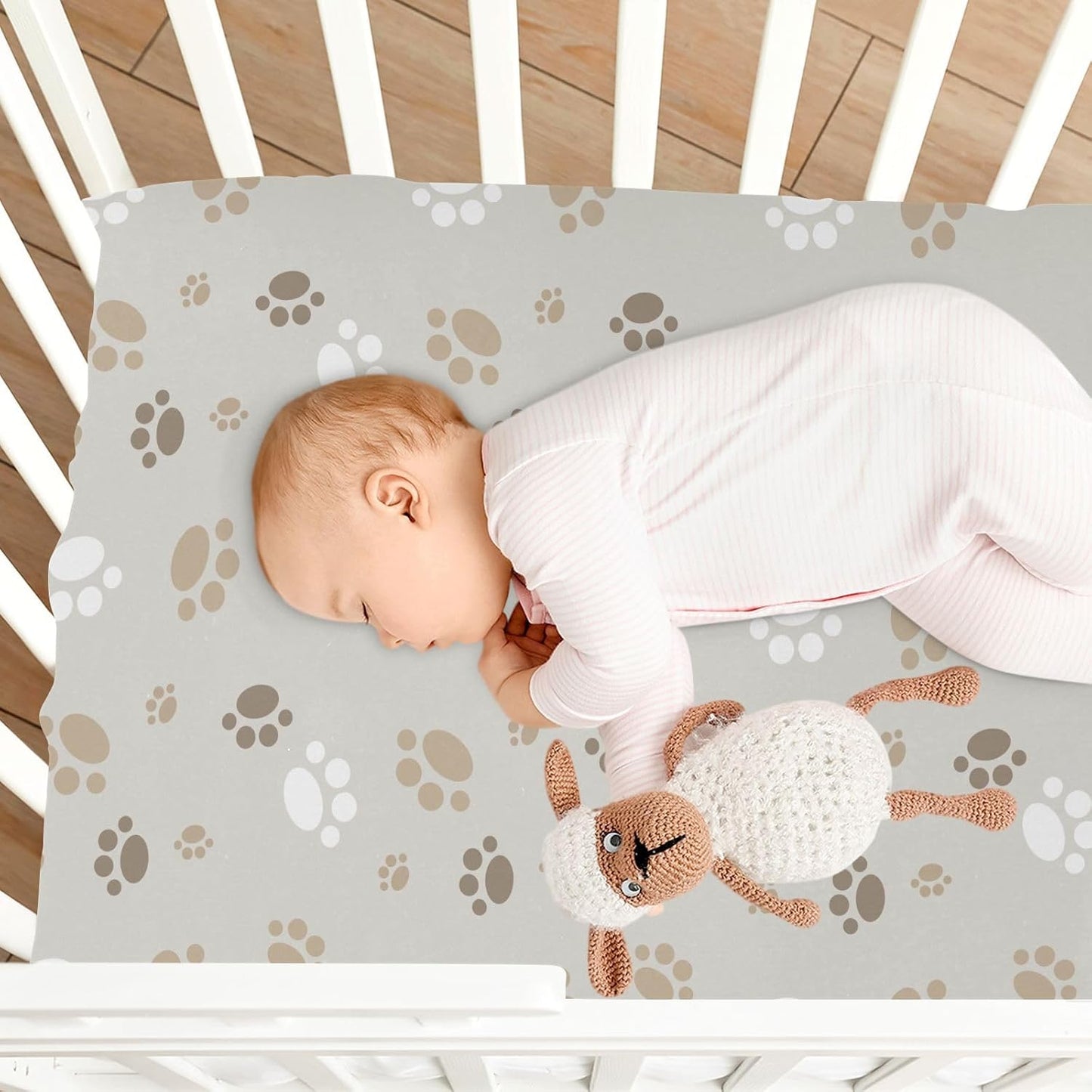 Fitted Crib Sheets Pink Checkered and Bows Stretchy Portable Playard Sheets for Baby Toddler, Breathable Soft Mini Crib Mattress 39 x 27 in for Boys and Girls