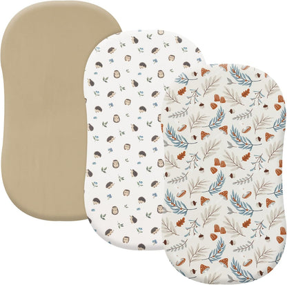 PHF 3 Pack Soft Mini Crib Sheets, Floral & Animal Pack N Play Sheets for Baby Boys Girls, No Slip Universal Fit for Pack N Play, Playard, Portable and Mini Crib Mattresses,Floral & Animal