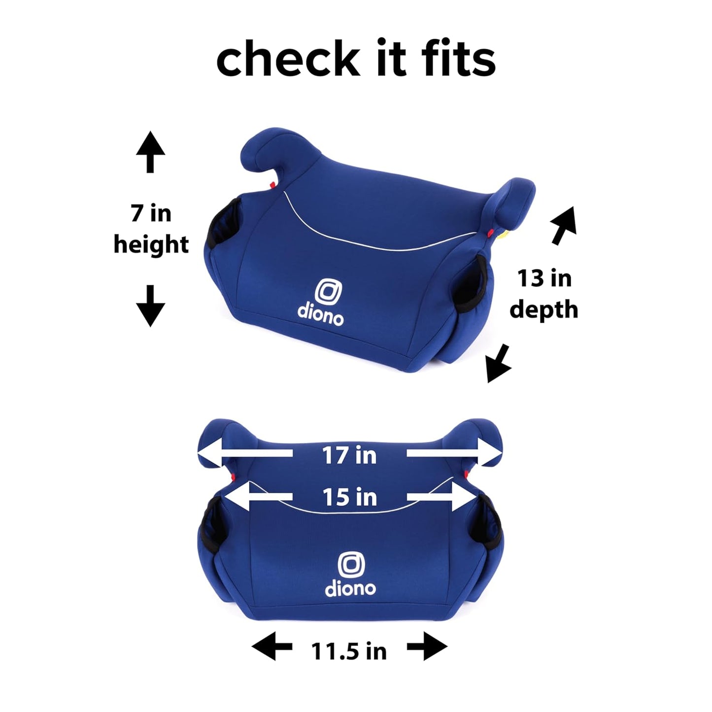 Diono Solana, No Latch, Single Backless Booster Car Seat, Lightweight, Machine Washable Covers, Cup Holders, Blue