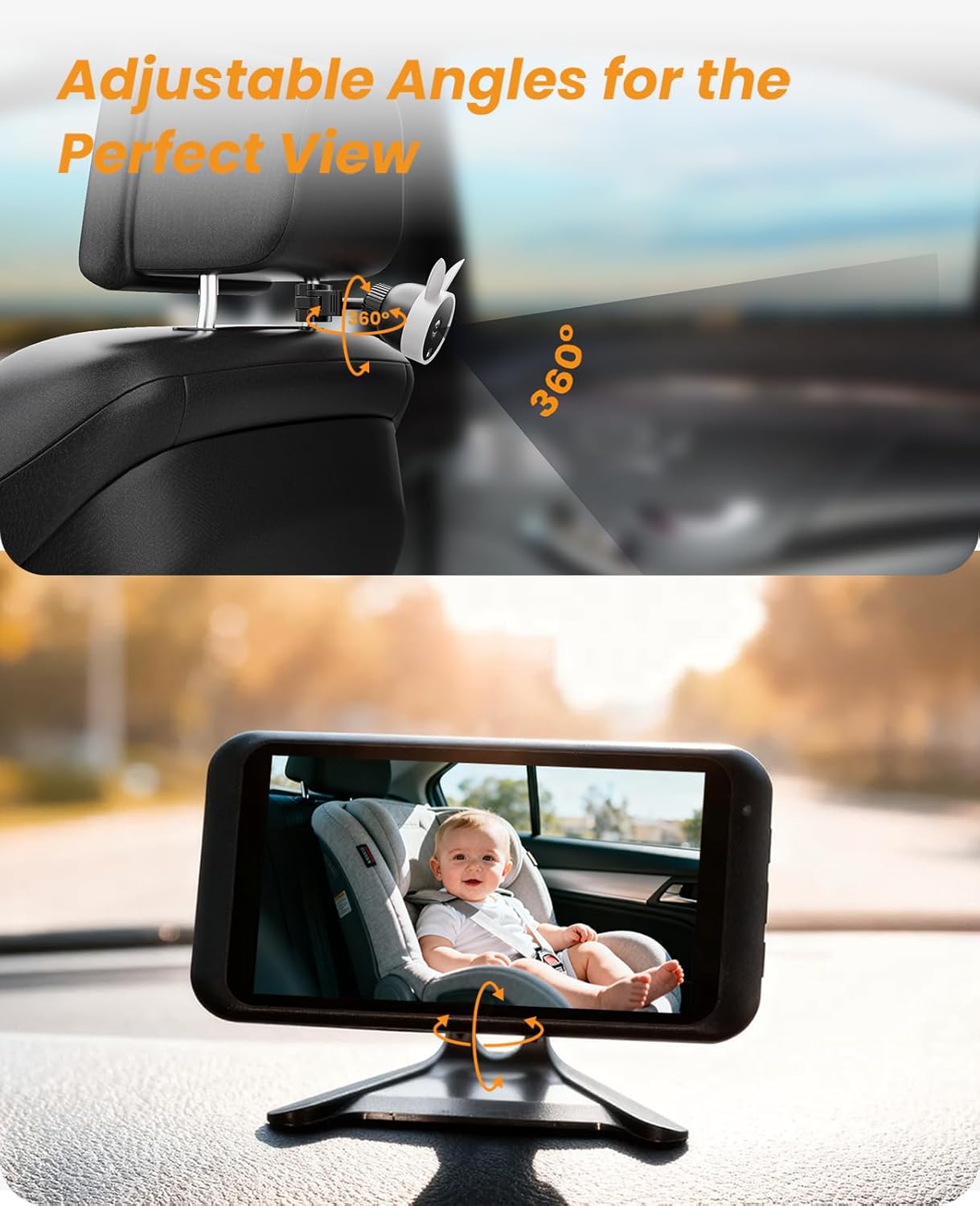 Babyvue USB Car Camera for Baby : 4.5" Baby Car Camera with 1080P Crystal Clear Mirror View, Easy Installation Carseat Rear Facing Moitor for Kids, HD IR Night Vision Backseat Monitor