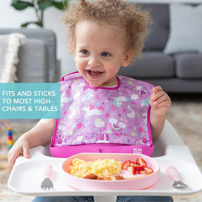 Bumkins Toddler and Baby Suction Plate, Divided Grip Dish for Babies and Kids, Baby Led Weaning, Feeding Supplies, Sticks to Tables and Highchairs, Platinum Silicone, for Chidren 6 Months, Gray