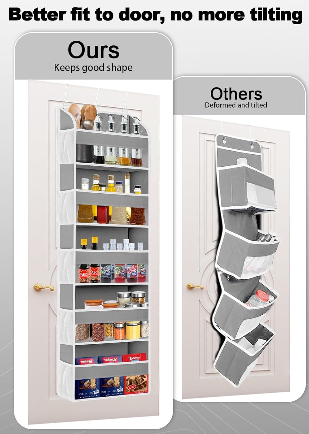TAHAVICE 1 Pack Over The Door Organizer Storage, Hanging Organizer Closet with 5 Large Pockets 10 Mesh Pockets, 44 lbs Weight Capacity, Behind Door Storage for Nursery Bedroom Bathroom (Dark Grey)