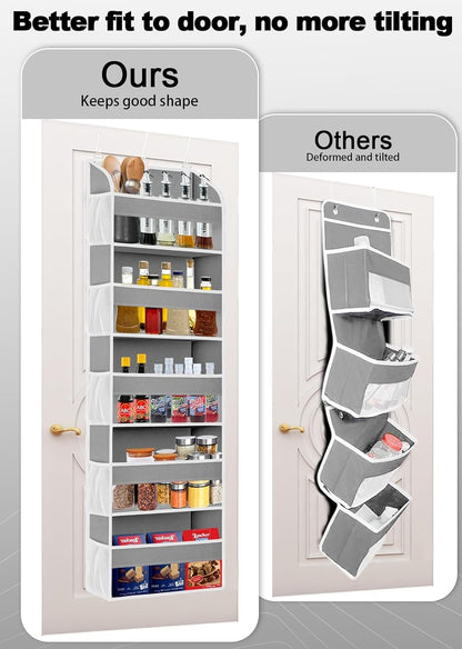 TAHAVICE 1 Pack Over The Door Organizer Storage, Hanging Organizer Closet with 5 Large Pockets 10 Mesh Pockets, 44 lbs Weight Capacity, Behind Door Storage for Nursery Bedroom Bathroom (Dark Grey)