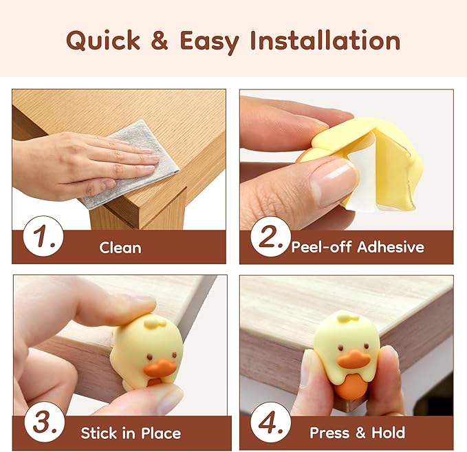 Corner Protectors Guards 4-Pack Soft Edge Guards Adhesive Furniture Corner Guards Edge Safety Bumpers - Baby Proof Bumper Cushion to Cover Sharp Furniture Table Edges (Duck)