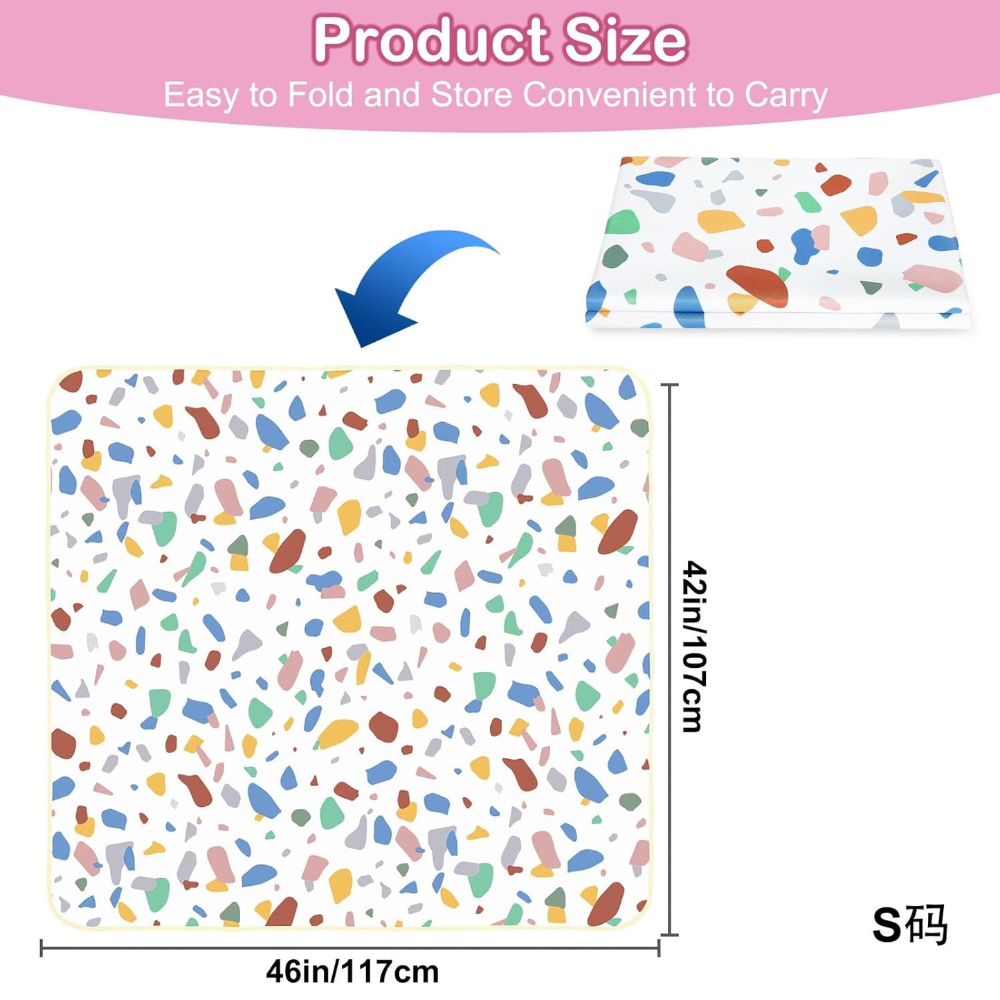 Basumee Splat Mat High Chair Mat Waterproof Baby Play Splat Mat for Under High Chair Food Catcher Highchair Mat for Floor Non Slip Bottom, Pink Rainbow, 46x42 Inches