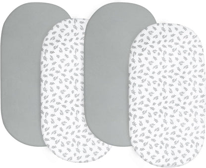 Baby Bassinet Sheets 4 Pack Fit for Baby Delight, Semphis, Kiniew, Jimglo, Cowiewie, JevrJeur, Newton Baby, AirClub, Mika Micky, Ezebaby and Besrey Bassinet, Green