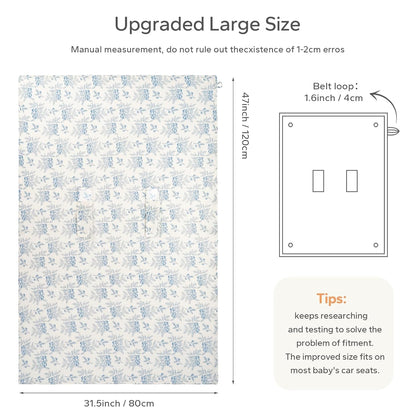SERAPHY 2-in-1 Muslin Baby Car Seat Cover & Nursing Cover, Soft Lightweight Breastfeeding Cover for Boys and Girls,Breathable Canopy for Infant Carseat & Stroller for Summer—Blueberrie