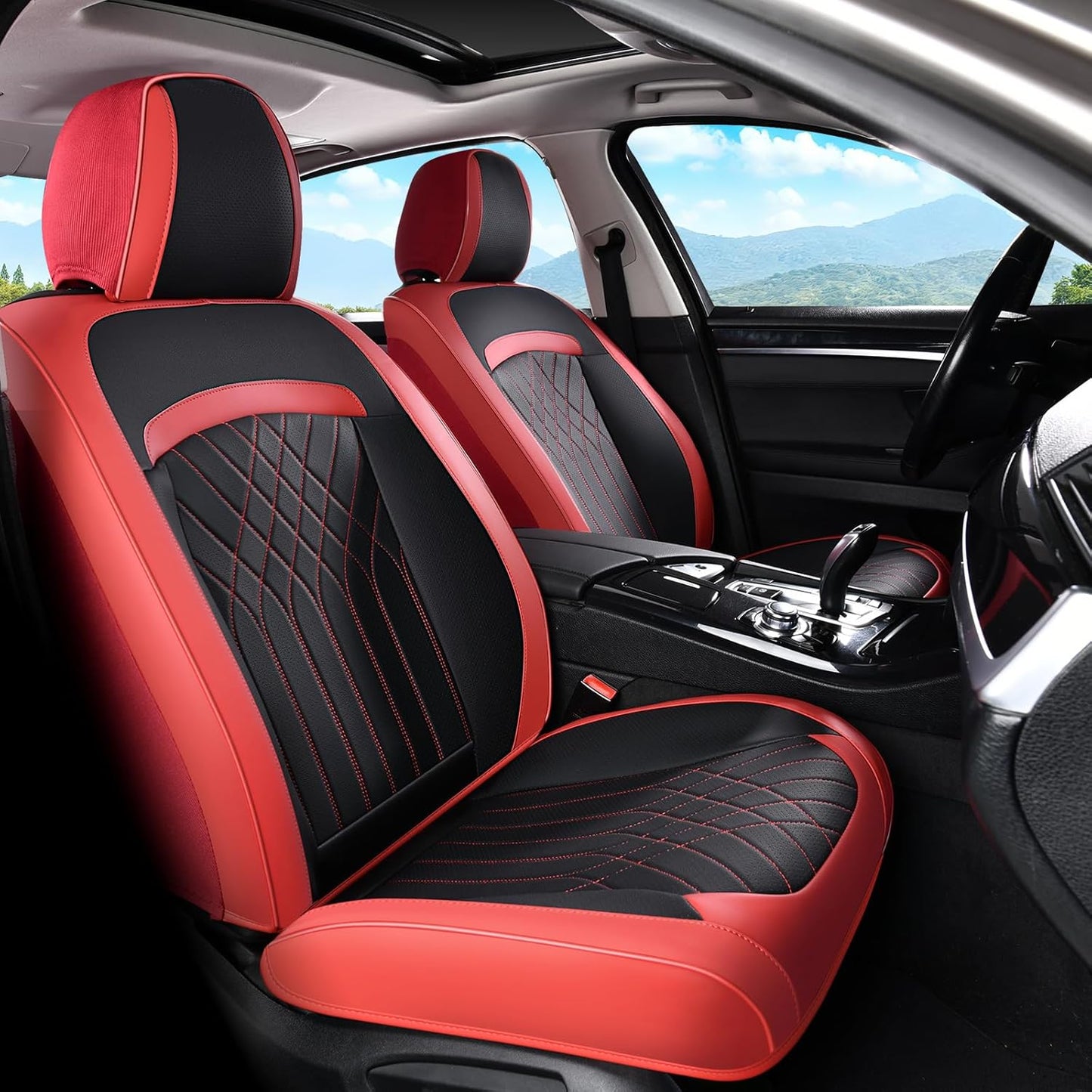 FLORICH Car Seat Covers Front Seat, Leather Seat Covers for Cars, Car Seat Protector Waterproof, Universal Automotive Seat Covers, Front Car Seat Cover Fit for Most Sedans SUV Pick-up Truck