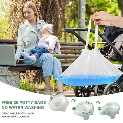 Potty Training Toilet Seat Portable Travel Potty Folding Kids Potty Chair with Storage Bag and 20 Liners